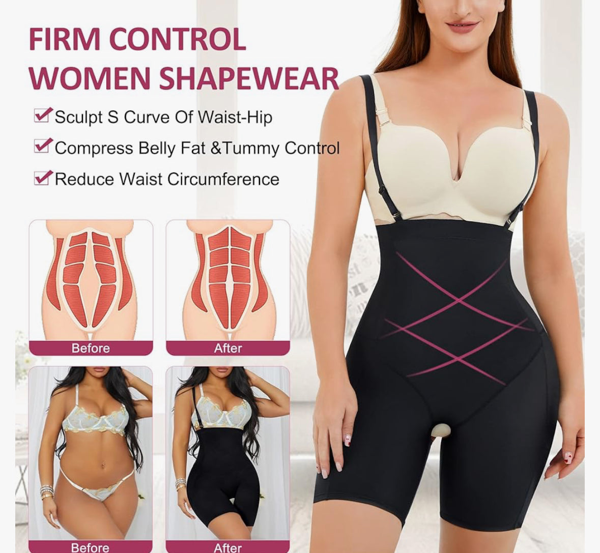 Women High Waist Body Shaper Power Short Tummy Control Shapewear Underwear  Bodysuit Under Dress Thigh Slimmer Girdle Waist, E55-beige, Small :  : Clothing, Shoes & Accessories