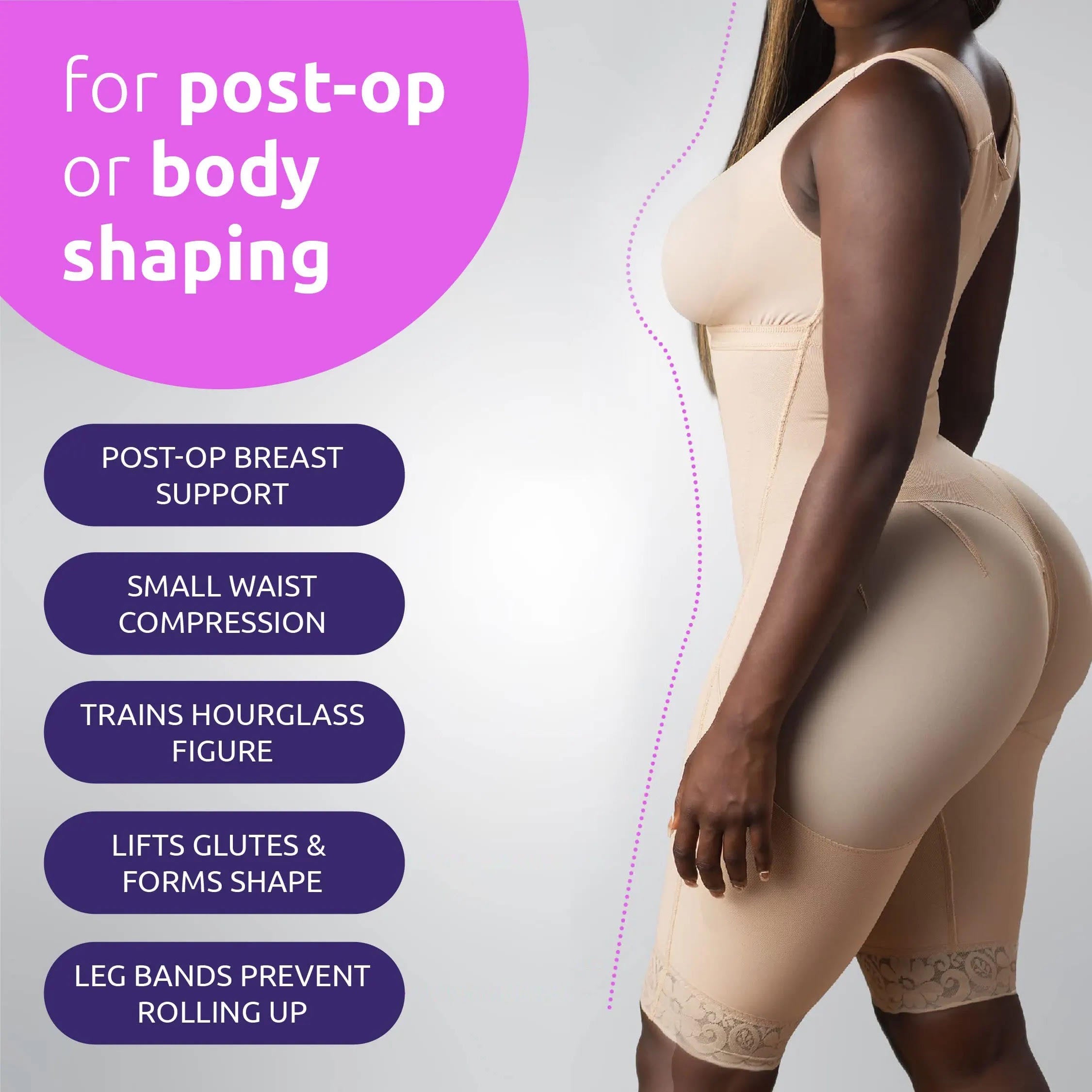 lipo express curves Bodyshaper Faja Brown size XL full length